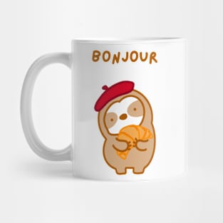 Bonjour French Croissant Sloth Mug